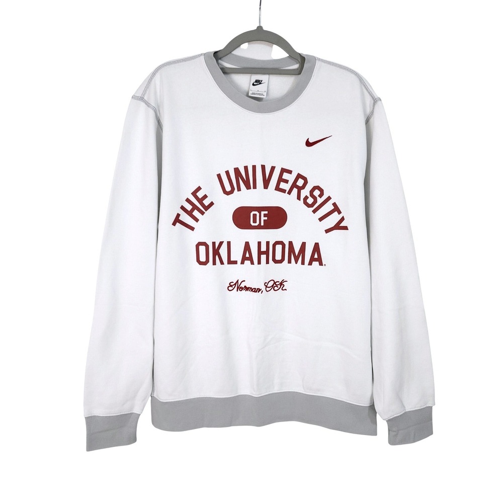 Nike University of Oklahoma Sooners Crewneck Sweatshirt Mens Large White Gray